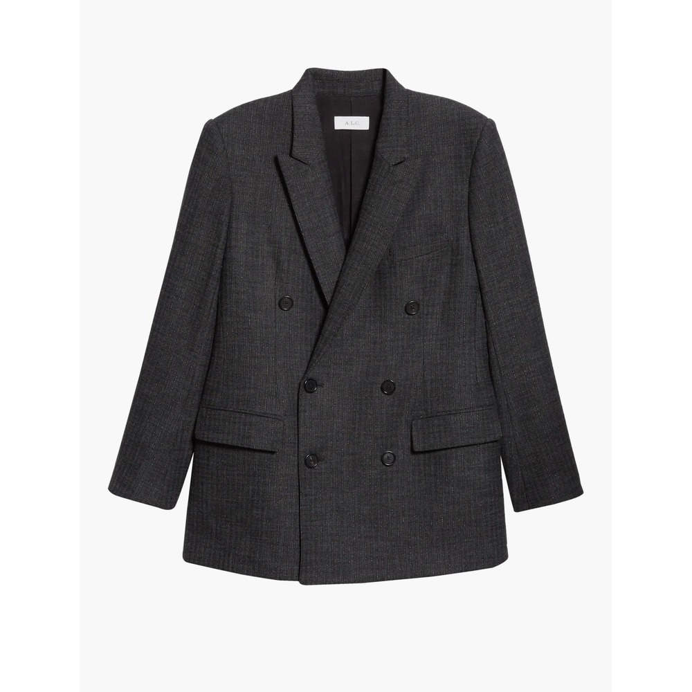 A.L.C. Chadwick Metallic Pinstripe Double Breasted Blazer 6 Oversized Academia